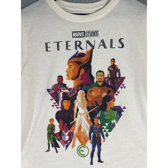 Marvel Eternals Graphic T-Shirt Cream Short Sleeve Tee XL Juniors Womens - Picture 3 of 6
